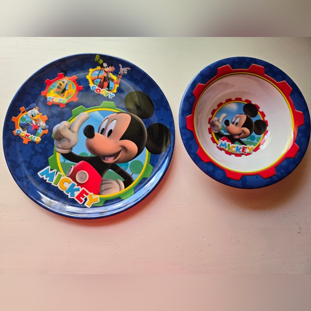 Mickey Mouse Kids Plate & Bowl Set - Blue